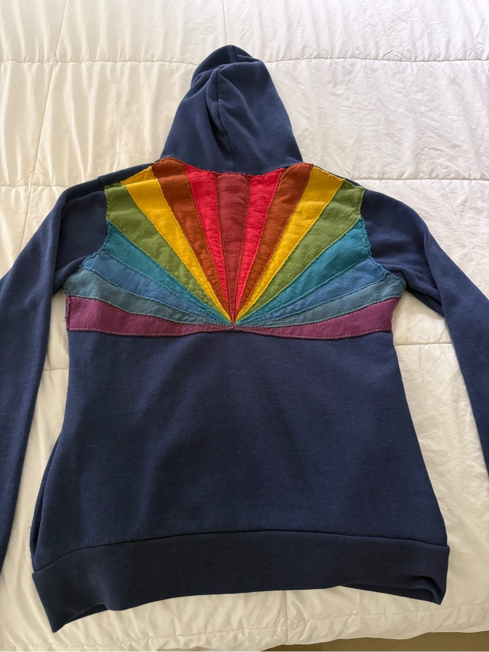 Aviator Nation Navy Hoodie with Rainbow Sunburst Back